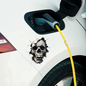 3D cracked hole skull car sticker with realistic creative horror decal for vehicle decor