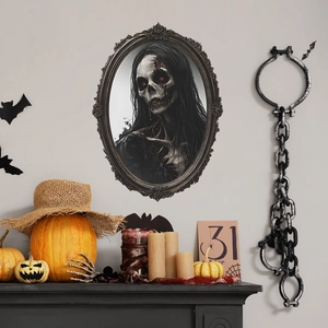 Halloween Horror Zombie Ghost Face Wall Sticker Vintage Frame Gothic Home Decor Waterproof PVC Decal Spooky Party Accessory