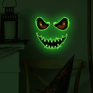 Halloween Glow In The Dark Monster Eyes Wall Stickers PVC Luminous Spooky Face Decals For Bedroom Living Room Decoration