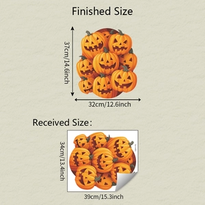 Detail showing Halloween pumpkin toilet stickers finished size and received layout measurements