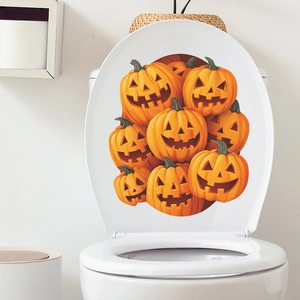 Halloween Pumpkin Jack-O'-Lantern Toilet Lid Decals Decorative PVC Waterproof Bathroom Toilet Seat Cover Sticker For Party Home Decor