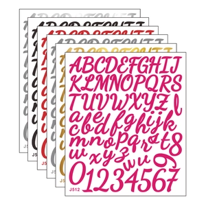 Colorful creative alphabet and numeric DIY planner stickers set in six vibrant colors