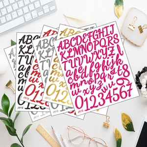 Floral Script Alphabet Number Stickers DIY Scrapbook Journal PVC Self Adhesive Letters Numbers Sticker Sheet Decoration