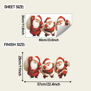Détail du sticker mural Père Noël montrant la taille de la feuille et les dimensions finales