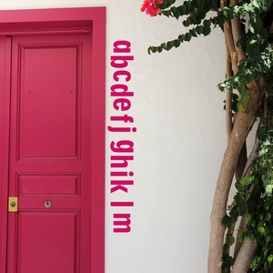 Colorful alphabet wall stickers from a to m in rose red vinyl for DIY home decor