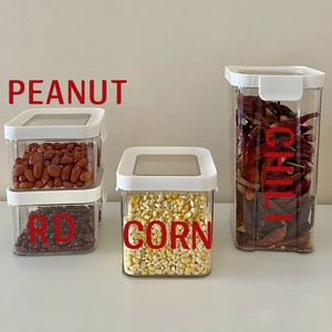 Lot de 4 bocaux hermétiques transparents pour le rangement de cuisine et l'organisation