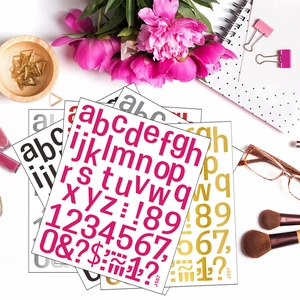 Modern PVC Lowercase English Letters Numbers Symbols Stickers Set For DIY Scrapbook Notebook Journal Decor Colorful Waterproof Vinyl Decals