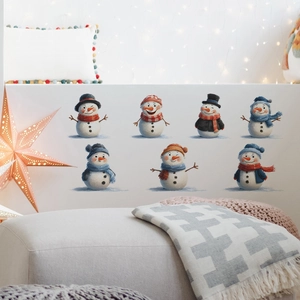 Winter festive snowman wall stickers set for living room and bedroom holiday wall decor