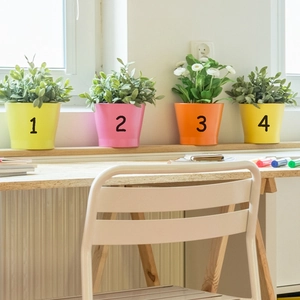 Colorful mini potted artificial plants with vibrant pots for DIY home decor