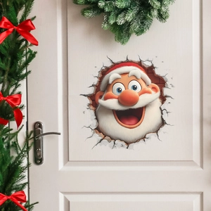 Adesivo murale Babbo Natale 3D con effetto muro rotto per decorazione natalizia casa