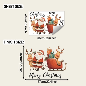 Détail du sticker mural Père Noël montrant les dimensions de la planche et du rendu