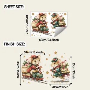 Tableau de dimensions des stickers muraux souris de Noël avec tailles de planche