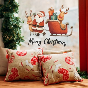 Set de 2 coussins de Noël avec imprimé Père Noël et renne pour décoration festive