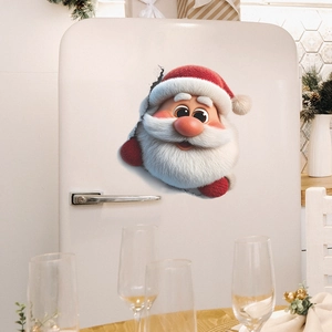 3D cartoon Santa Claus wall sticker peaking out for home refrigerator decoration