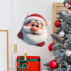 3D Santa Claus Removable PVC Wall Stickers Waterproof Cartoon Home Decoration Decals For Christmas Party Living Room Bathroom