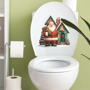 Adesivo natalizio con Babbo Natale per decorazione coperchio WC e pareti bagno
