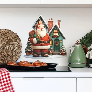 Adesivi murali Babbo Natale e casa innevata per decorazioni natalizie di casa