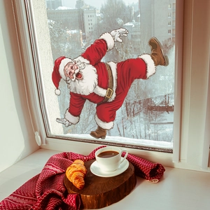 Lustiger Weihnachtsmann Wandaufkleber für festliche Weihnachtsdekoration zu Hause
