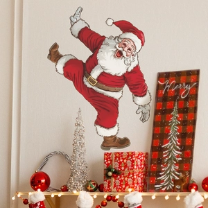 Lustiger Tanzender Weihnachtsmann Wandtattoo PVC Cartoon Weihnachten Fenster Tür Aufkleber Für Wohnzimmer Schlafzimmer Dekoration