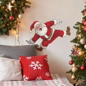 Selbstklebender Cartoon-Weihnachtsmann Wandaufkleber für Weihnachtsdeko im Schlafzimmer