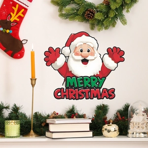 Sticker Mural Joyeux Noël Père Noël Étanche PVC Dessin Animé Autocollant Pour Salon Salle De Bain Toilettes Décoration