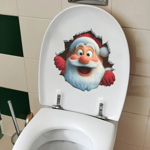 3D Santa Claus wall sticker with broken wall effect for living room home decoration