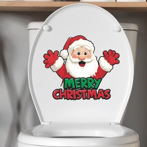 Sticker Père Noël Merry Christmas pour décoration de couvercle de siège de toilette