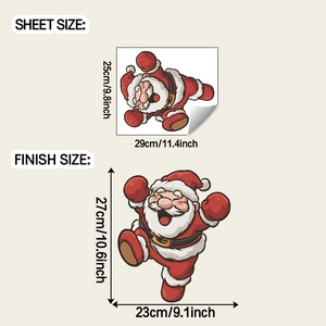 Cartoon Santa Claus wall sticker dimensions for festive home decoration size guide