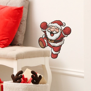 Festive Santa Claus wall sticker for home decoration featuring a joyful cartoon character