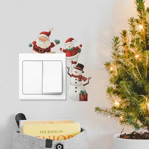 Autocollants de Noël drôles pour interrupteur avec Père Noël et bonhomme de neige