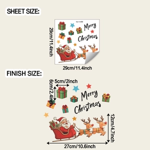 Macro detail of Christmas toilet stickers with Santa Claus and reindeer on sheet