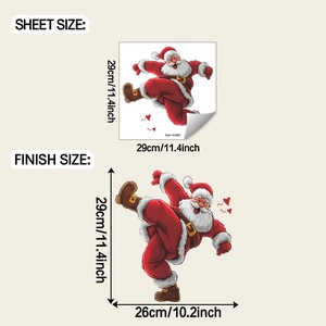Detailed sheet and finish size display of self-adhesive Santa Claus toilet wall sticker