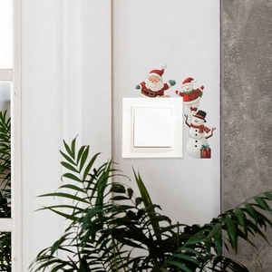 Stickers muraux de Noël avec Père Noël et Bonhomme de neige pour décoration d'interrupteur