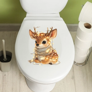 Sticker mural de renne de Noël pour décor de salle de bain avec motifs de guirlandes