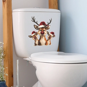 Christmas reindeer toilet decals for bathroom holiday decoration and home wall stickers