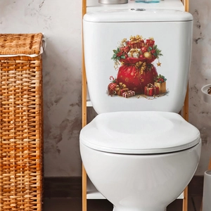 Christmas gift bag toilet sticker decoration for bathroom with festive holiday elements