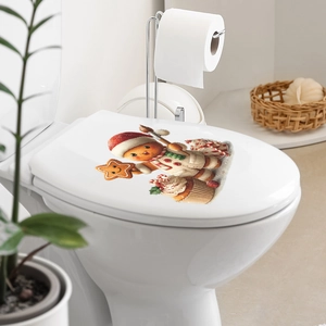 Stickers de Noël bonhomme de pain d'épice et cupcake pour abattant WC salle de bain