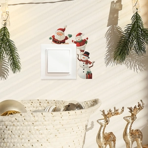 Autocollants de Noël festifs avec Père Noël et bonhomme de neige pour interrupteur