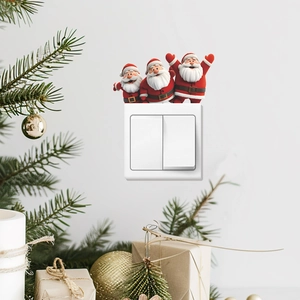 Christmas Santa Claus Switch Sticker PVC Cartoon 3D Wall Decal For Living Room Entrance Home Festival Decor