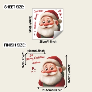 Detail view of Santa Claus window sticker showing layout and finished display dimensions