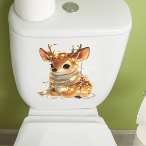 Sticker mural de renne de Noël pour réservoir de toilette et décoration intérieure