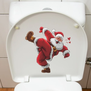 Funny Santa Claus bathroom toilet lid wall sticker for Christmas home decoration