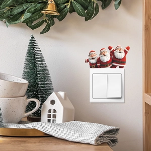 Creative 3D Santa Claus light switch stickers for Christmas home wall decoration