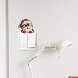 Cute cartoon Santa Claus wall sticker for home switch decor on minimalist white wall