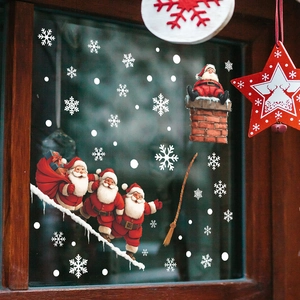 Christmas Santa Claus and snowflake window stickers for festive home glass decoration
