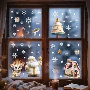 Creative Christmas window stickers featuring Santa, reindeer and snowflakes for home decor