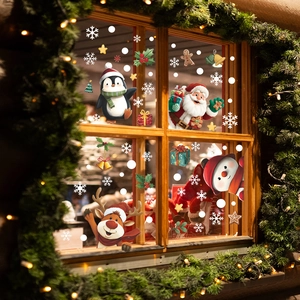 Stickers de Noël pour fenêtres avec Père Noël et renne pour décoration festive de la maison