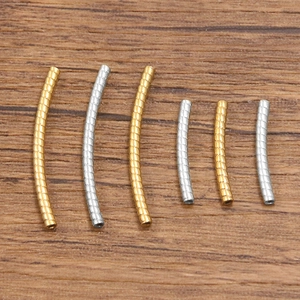 Stainless Steel Spiral Curved Tube Beads Gold Silver Embossed Spacer Pipe Fittings For Necklaces Bracelets Jewelry DIY