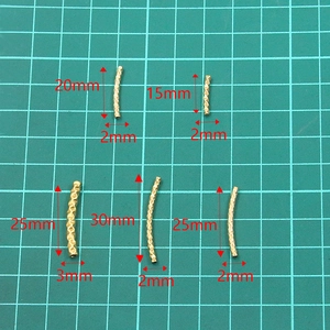 Golden stainless steel textured curved tube beads in various sizes for DIY jewelry making