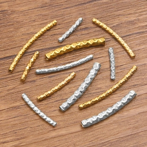 Textured stainless steel curved tube beads in gold and silver for DIY jewelry making